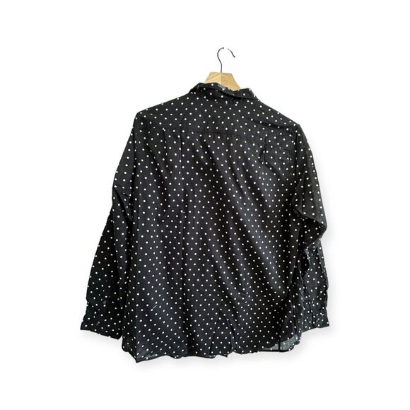 Uniqlo Long Sleeve Polka Dot Blouse, Cotton, Black-white, Size XL, NWT - Picture 2 of 12